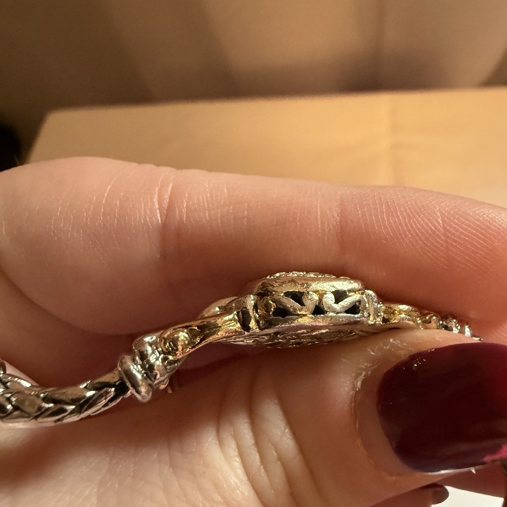 John Mederios Two Tone 2 Strand Locking Bracelet Rhodium Silver And Gold Plated - Picture 7 of 12